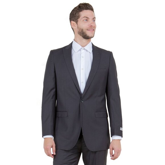 Mens 2-Piece Pick Stitch Suit, Slim-Fit Dark Grey - Picture 7 of 7